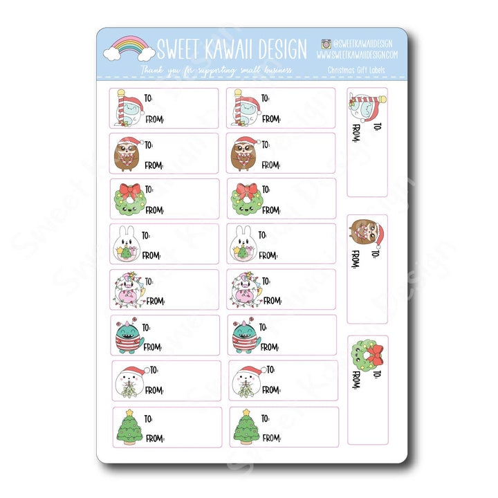 Kawaii Christmas Gift Labels