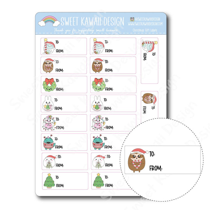 Kawaii Christmas Gift Labels
