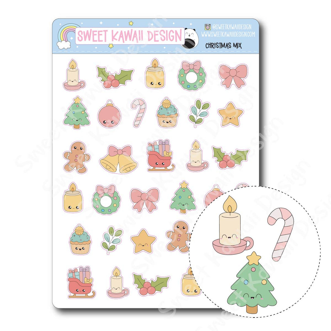 Kawaii Christmas Mix Stickers