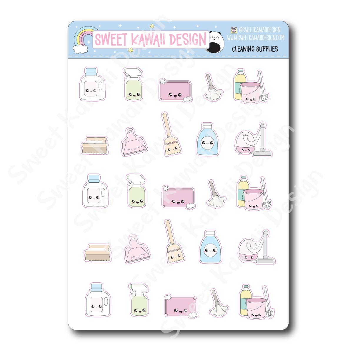 Kawaii Cleaning Supply Stickers