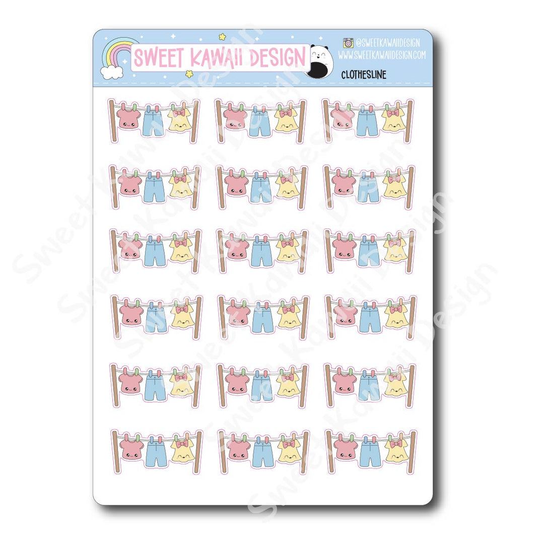 Kawaii Clothesline Stickers