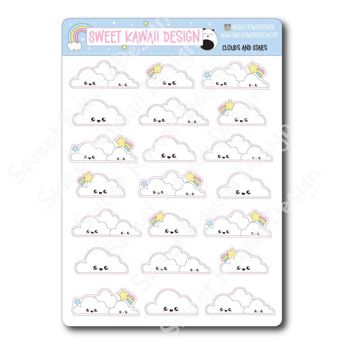Kawaii Clouds and Stars Stickers