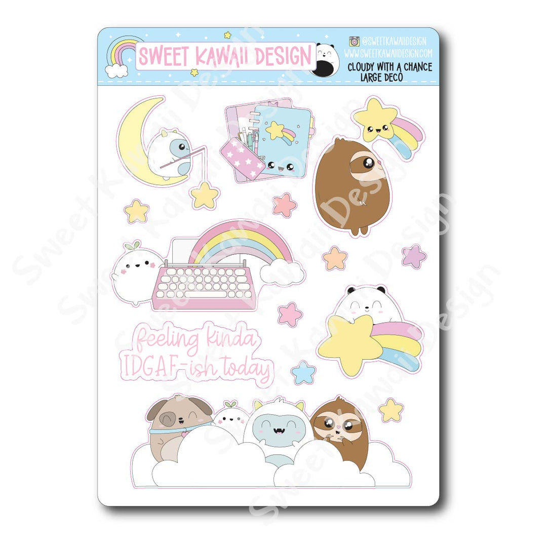 Kawaii Cloudy With A Chance Deco (LARGE) Stickers