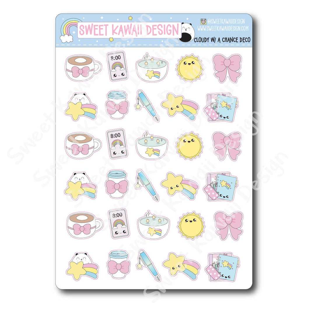 Kawaii Cloudy With A Chance Deco Stickers