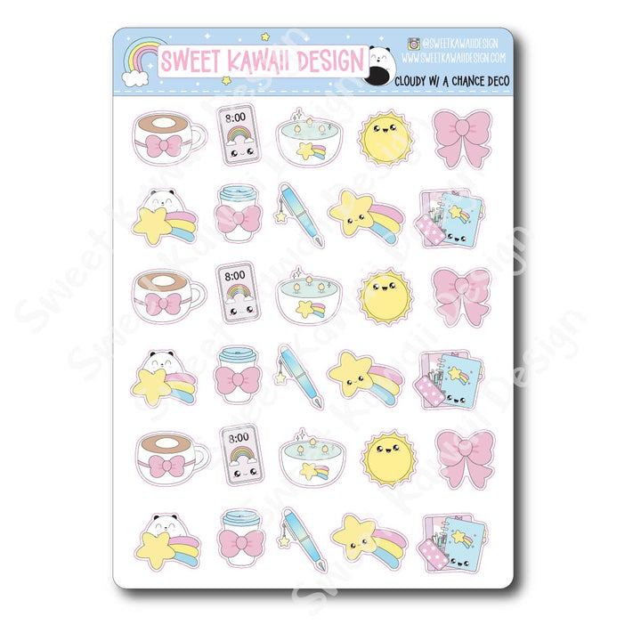 Kawaii Cloudy With A Chance Deco Stickers