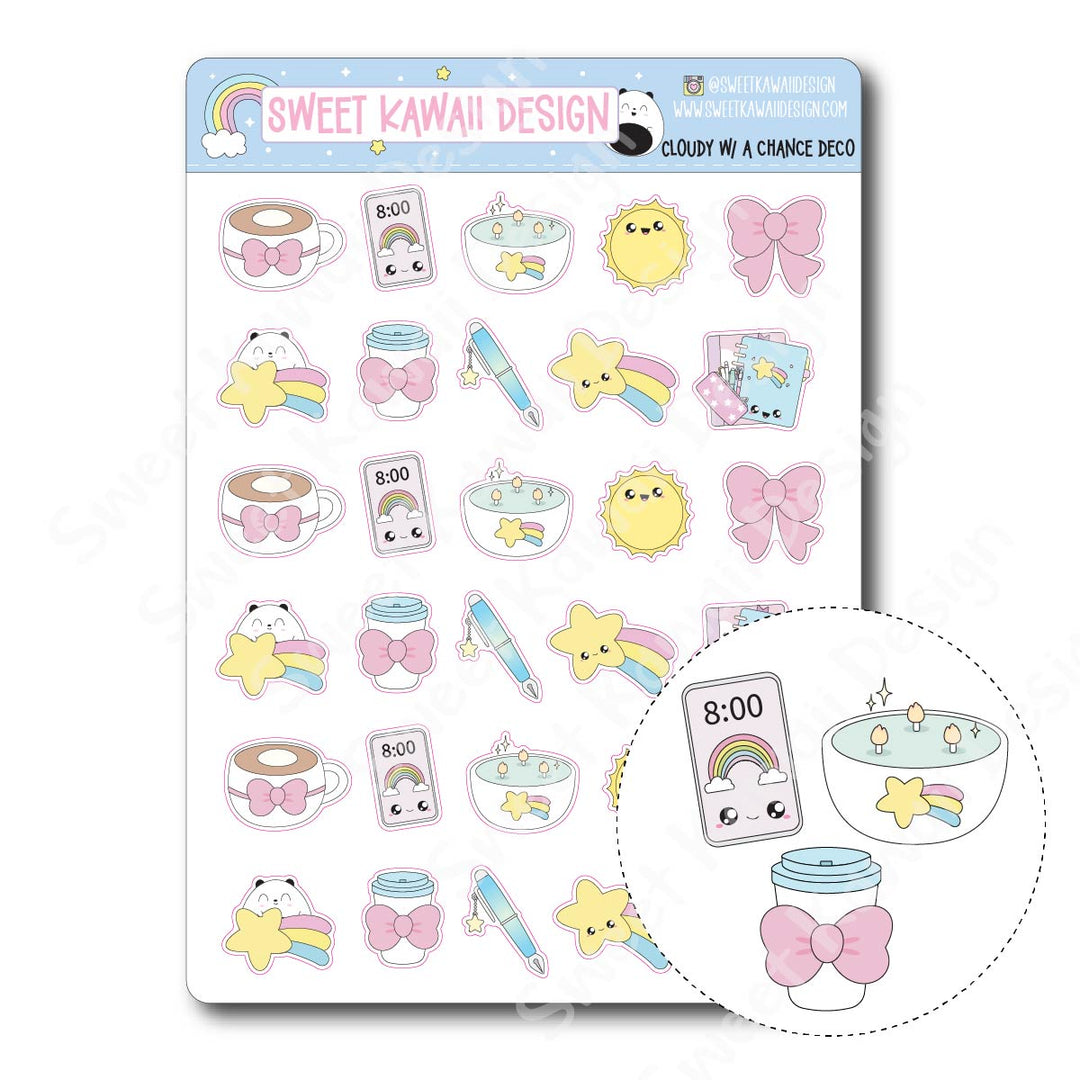 Kawaii Cloudy With A Chance Deco Stickers