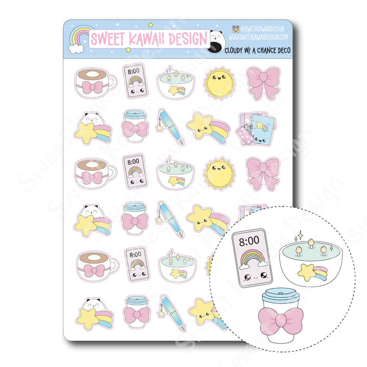 Kawaii Cloudy With A Chance Deco Stickers