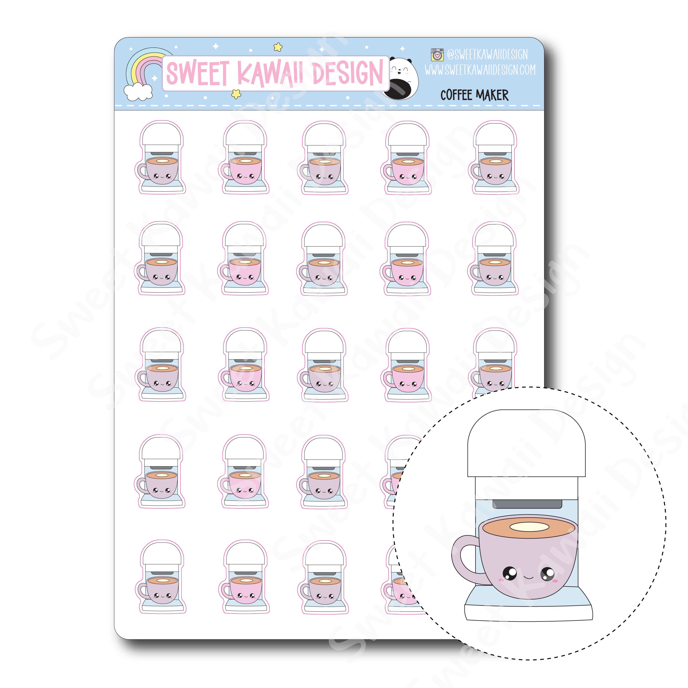 Kawaii Coffee Maker Stickers