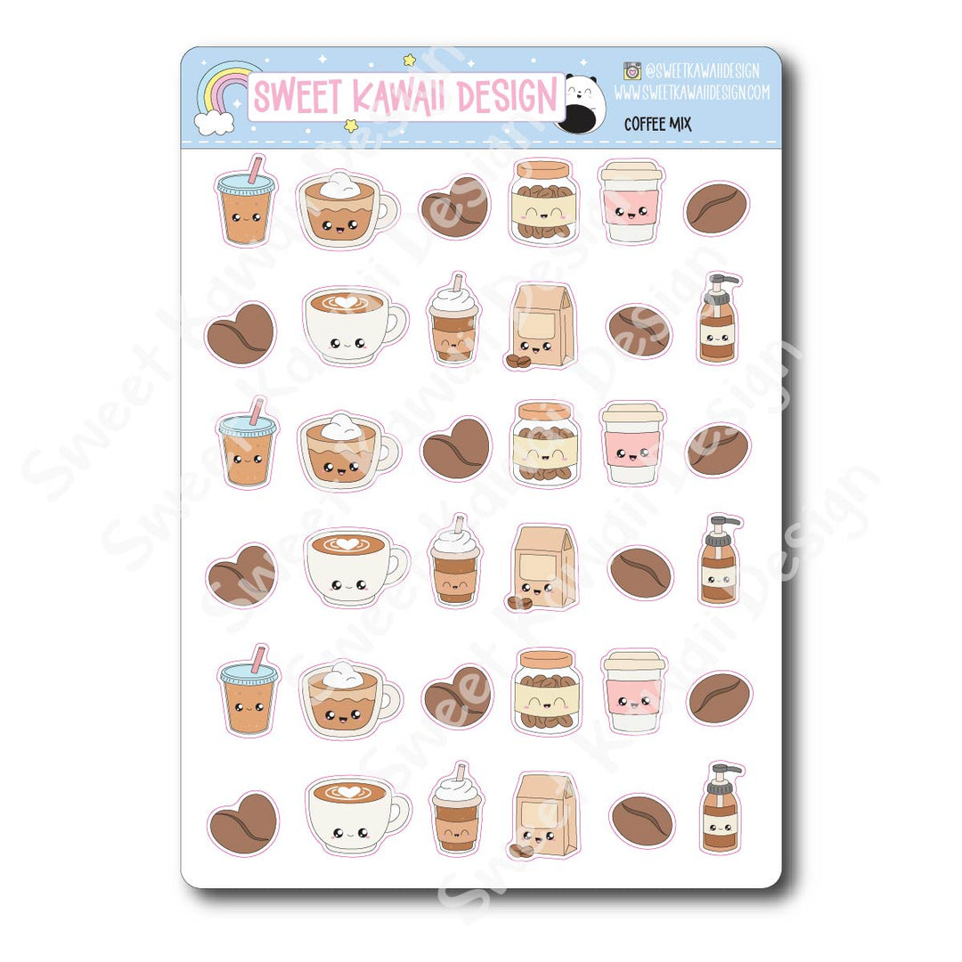 Kawaii Coffee Mix Stickers