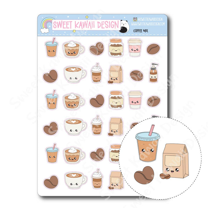 Kawaii Coffee Mix Stickers