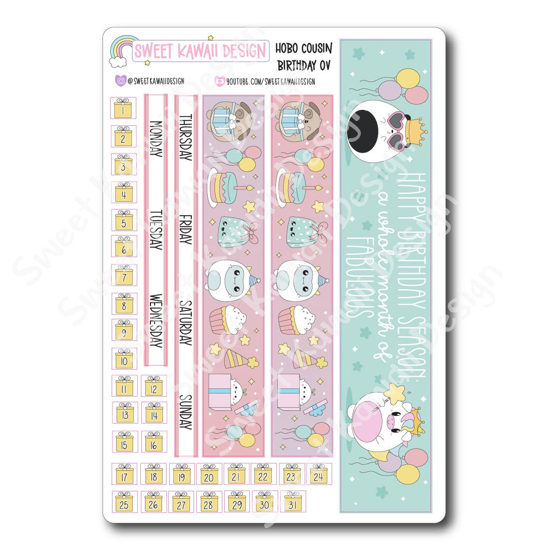 Birthday Monthly Overview Stickers - Hobo Cousin