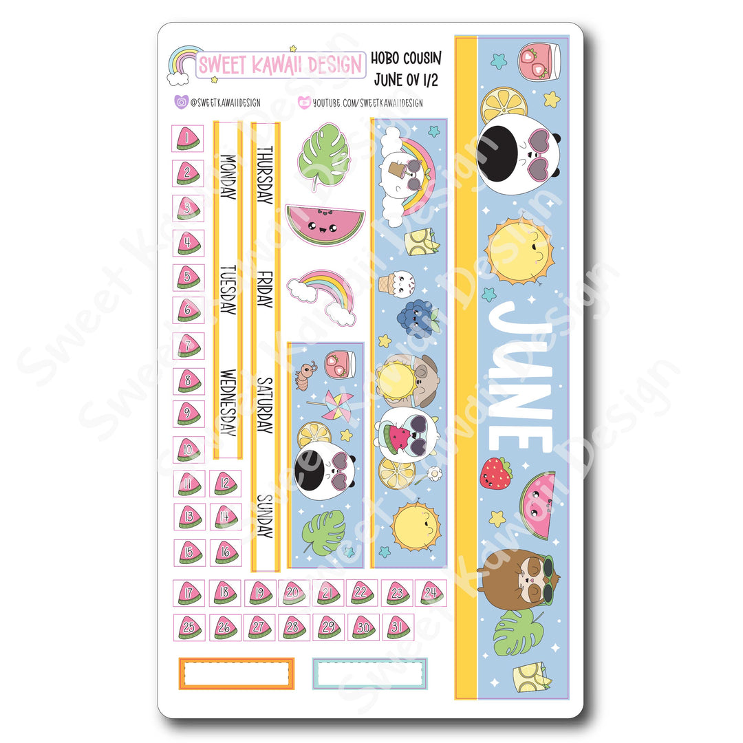 June 2025 Monthly Overview Stickers - Hobo COUSIN