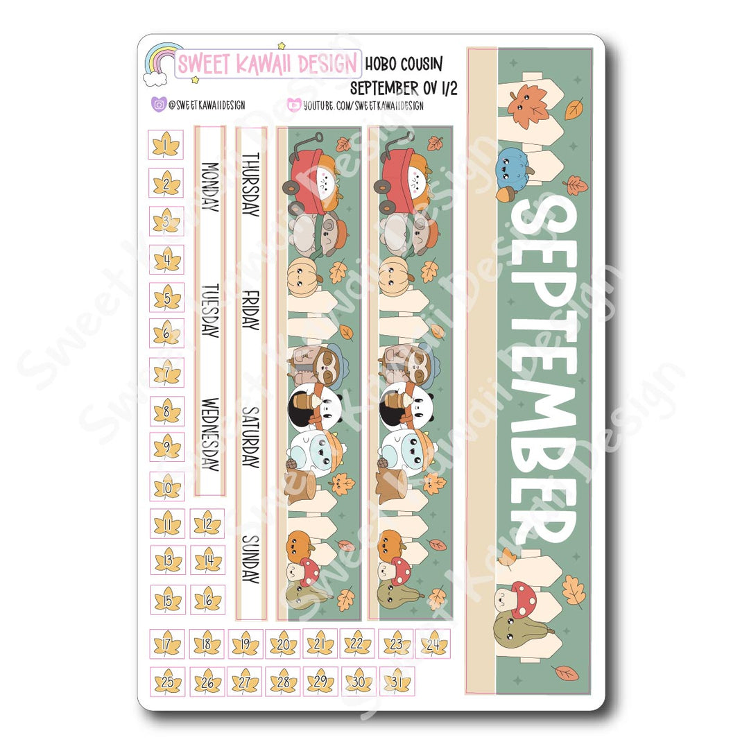 September 2025 Monthly Overview Stickers - Hobo COUSIN