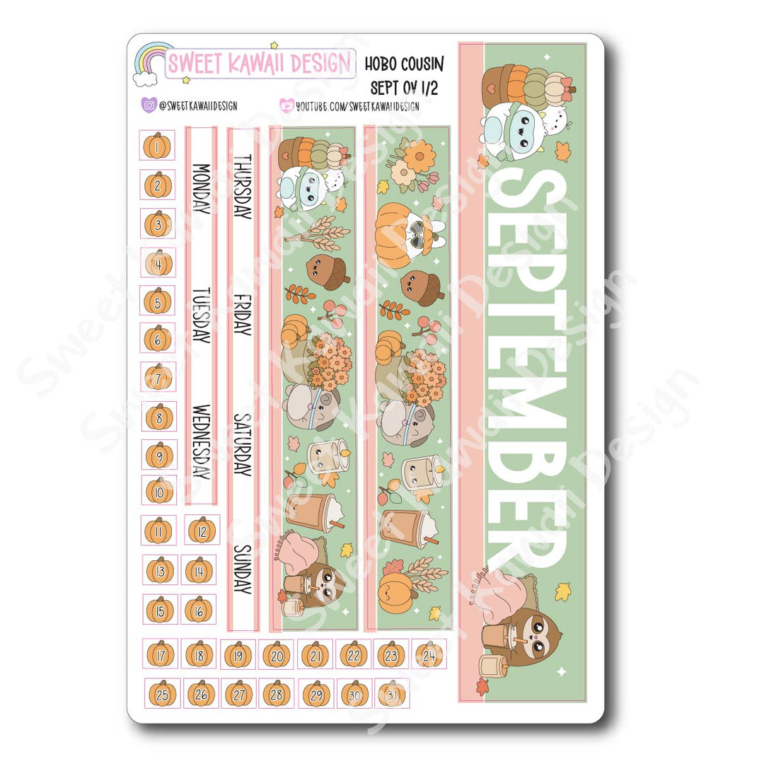 September 2026 Monthly Overview Stickers - Hobo COUSIN