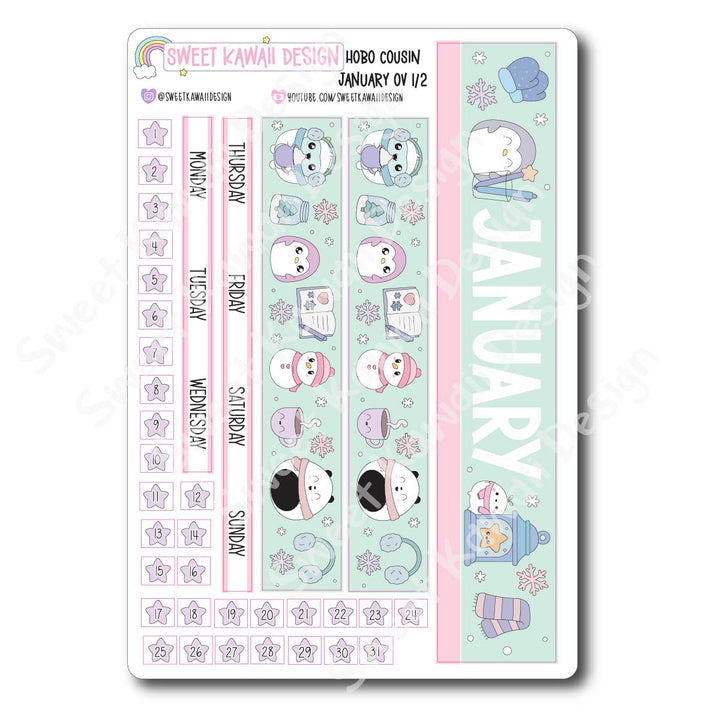 January 2026 Monthly Overview Stickers - Hobo COUSIN