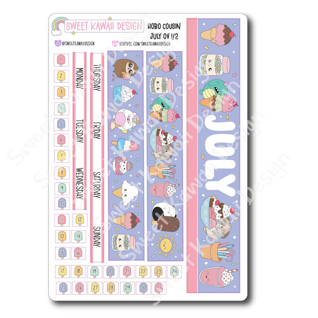 July 2026 Monthly Overview Stickers - Hobo COUSIN