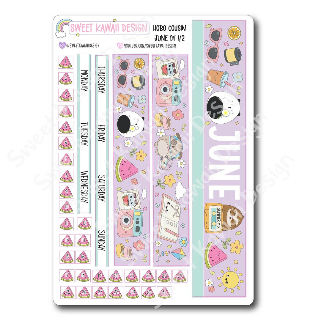 June 2026 Monthly Overview Stickers - Hobo COUSIN