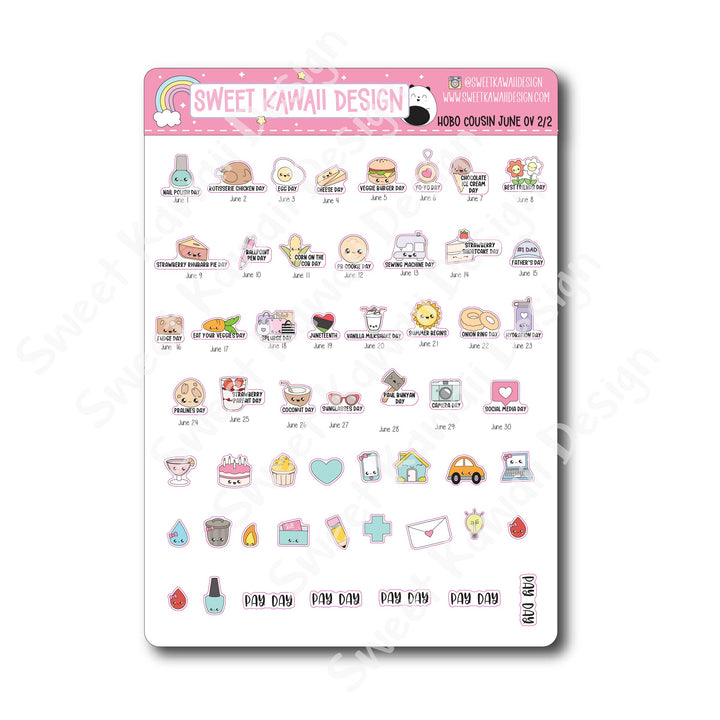 June 2025 Monthly Overview Stickers - Hobo COUSIN