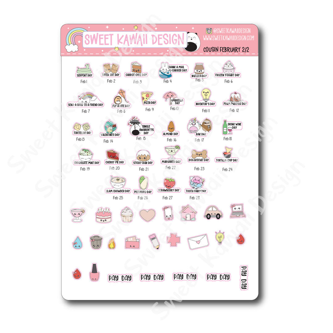 February 2026 Monthly Overview Stickers - Hobo COUSIN
