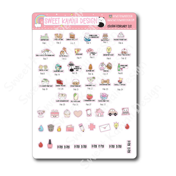 February 2026 Monthly Overview Stickers - Hobo COUSIN