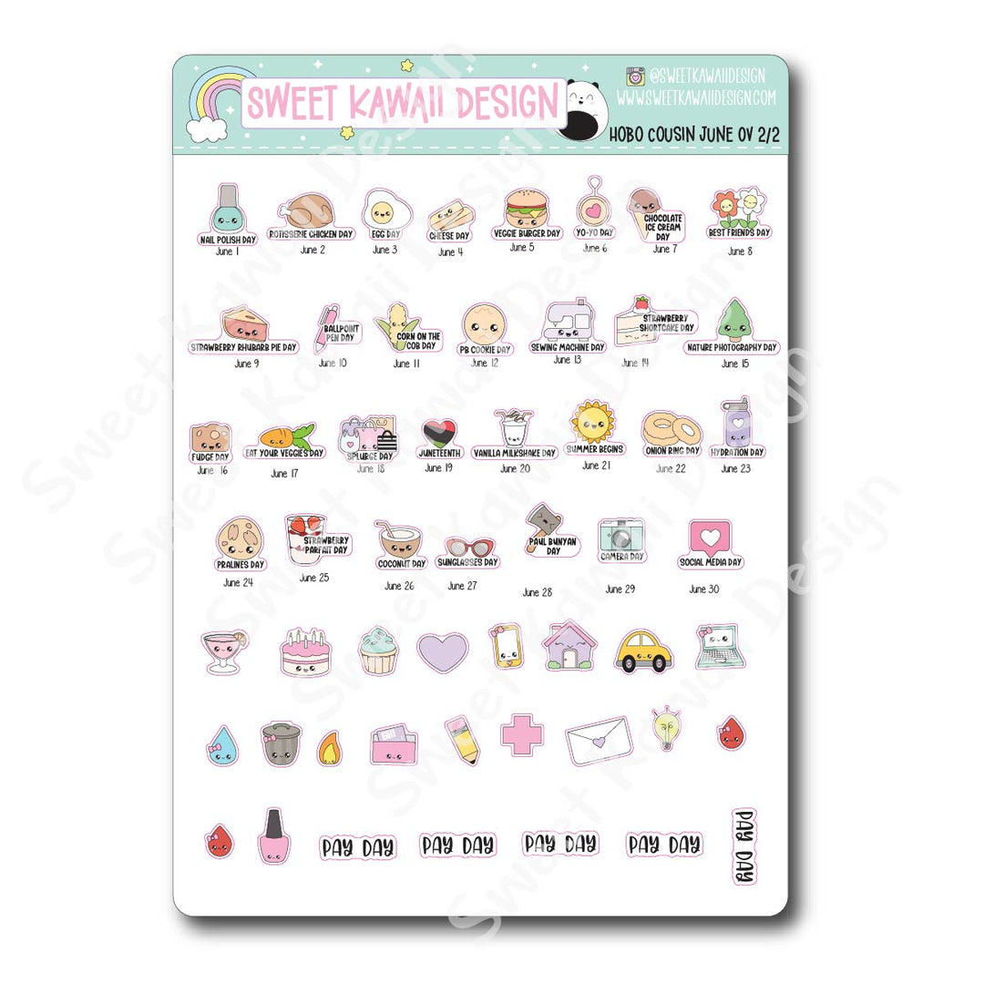 June 2026 Monthly Overview Stickers - Hobo COUSIN