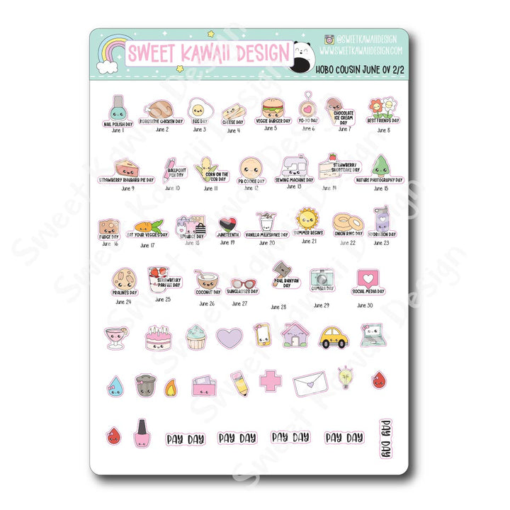 June 2026 Monthly Overview Stickers - Hobo COUSIN