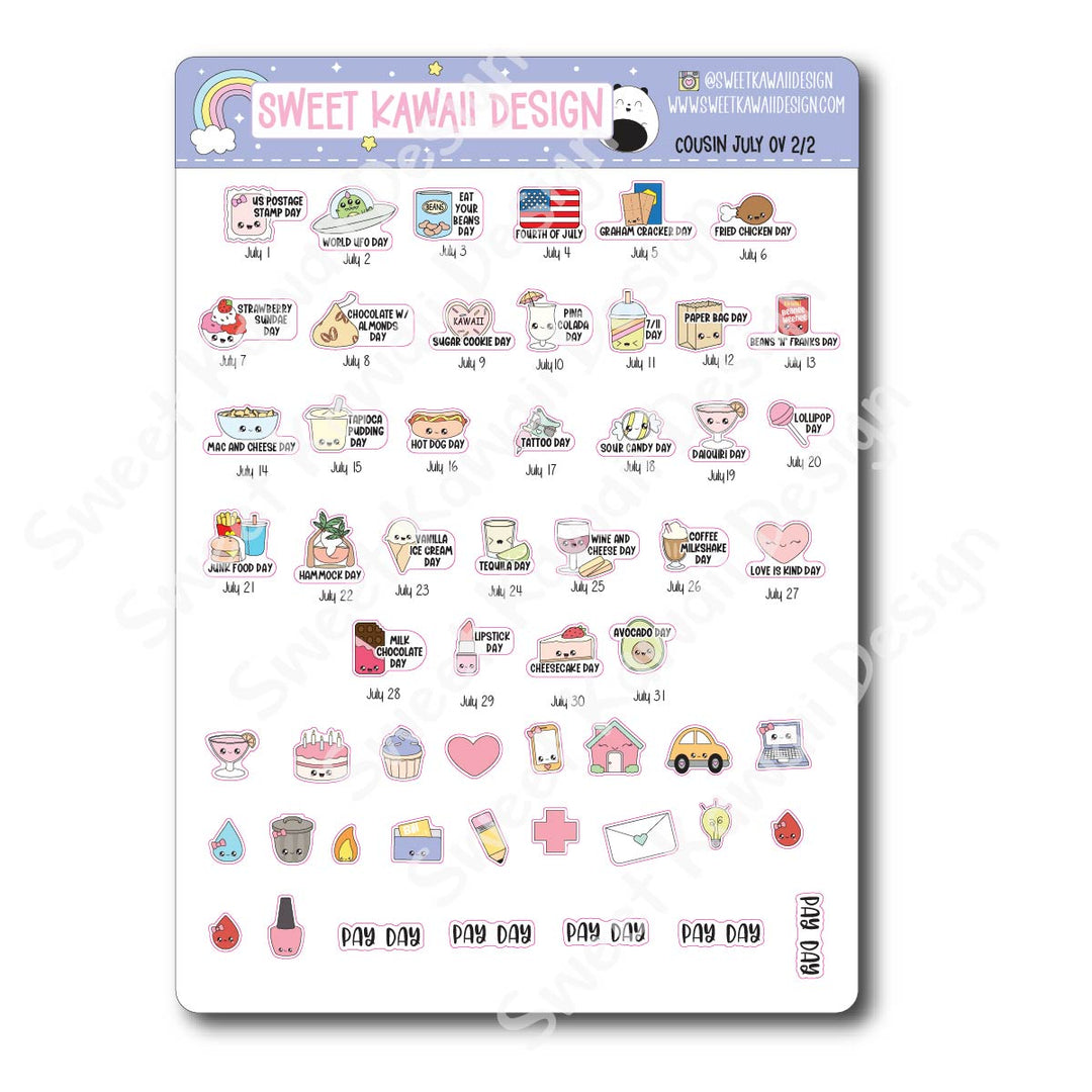 July 2026 Monthly Overview Stickers - Hobo COUSIN