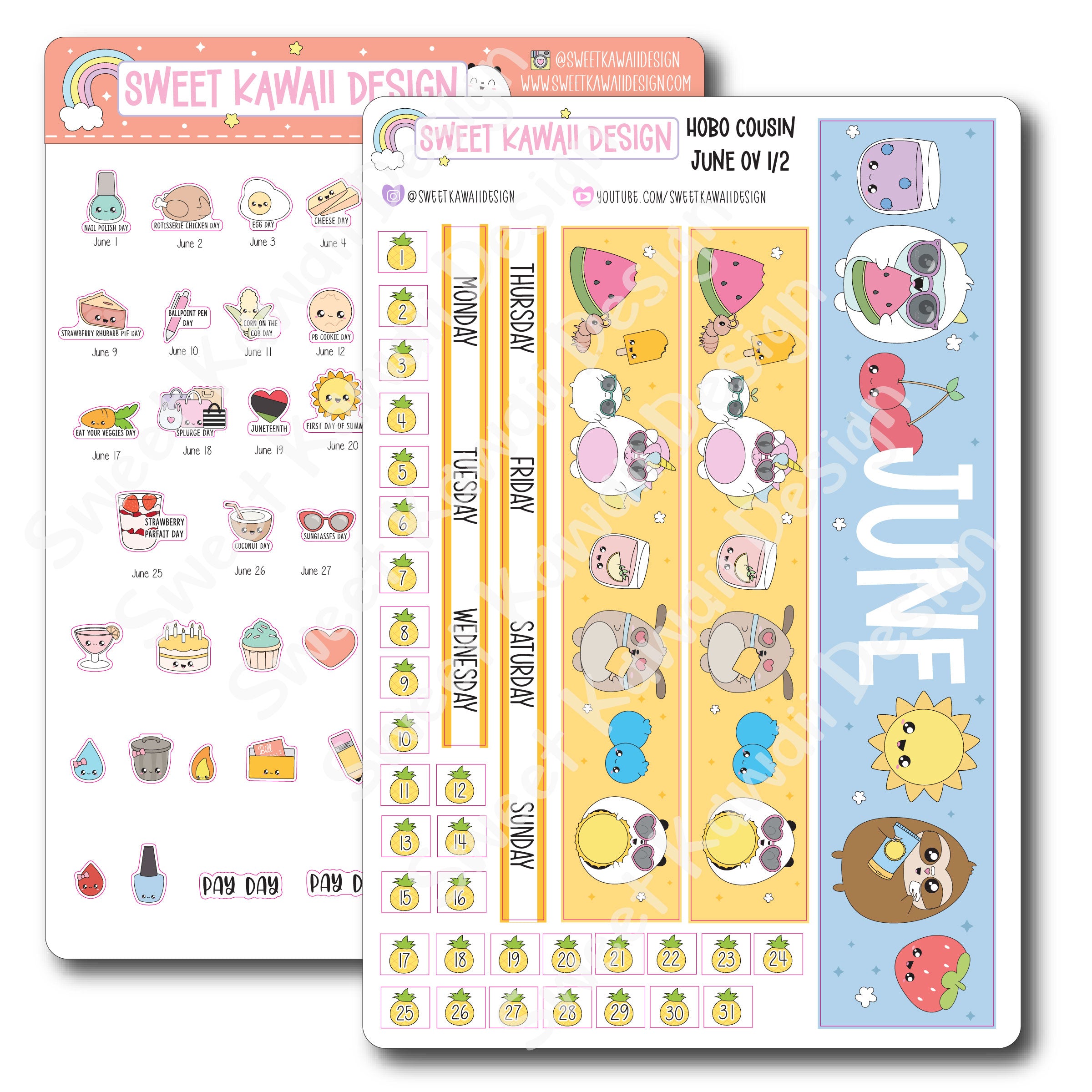 June 2024 Monthly Overview Stickers - Hobo COUSIN