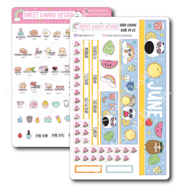 June 2025 Monthly Overview Stickers - Hobo COUSIN