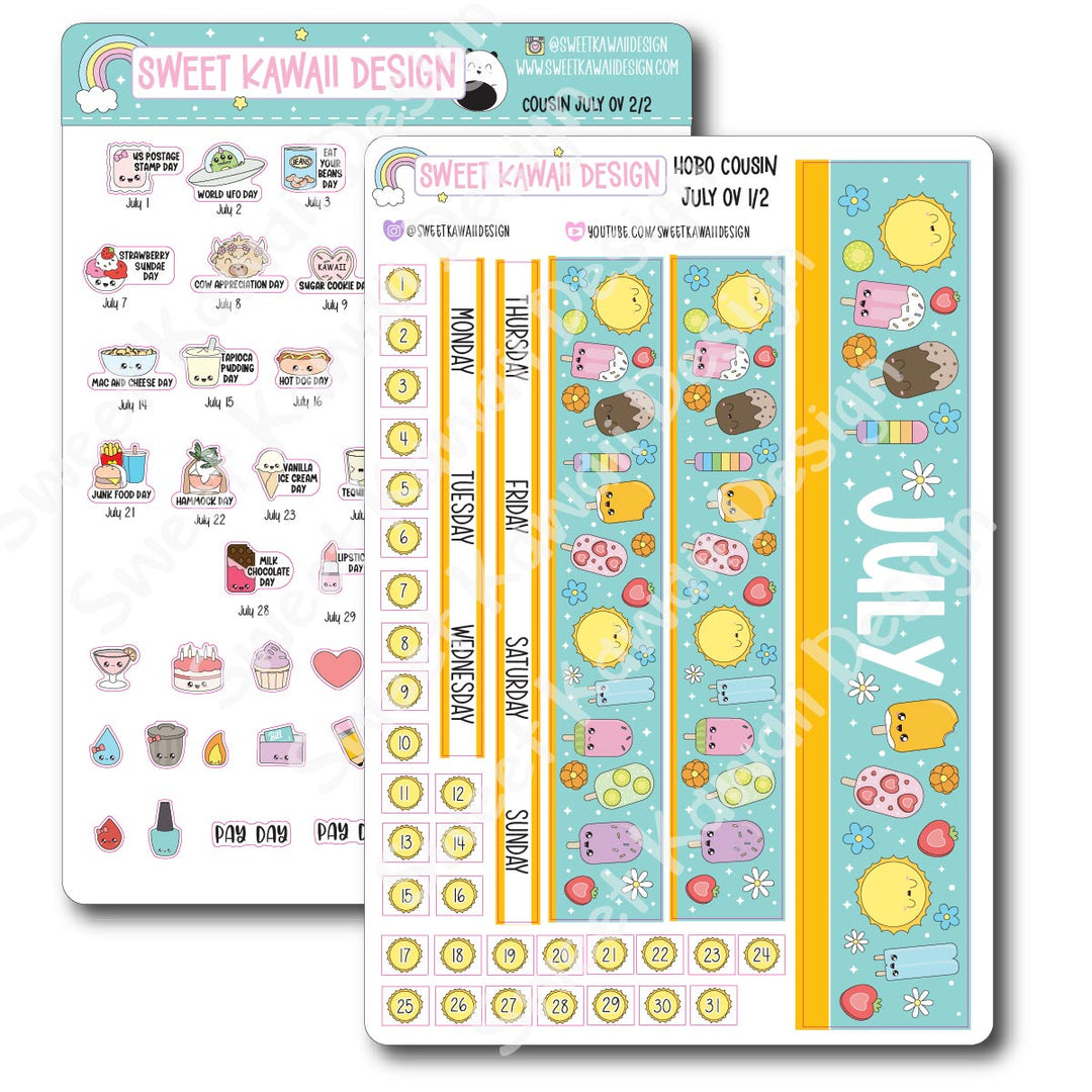 July 2025 Monthly Overview Stickers - Hobo COUSIN