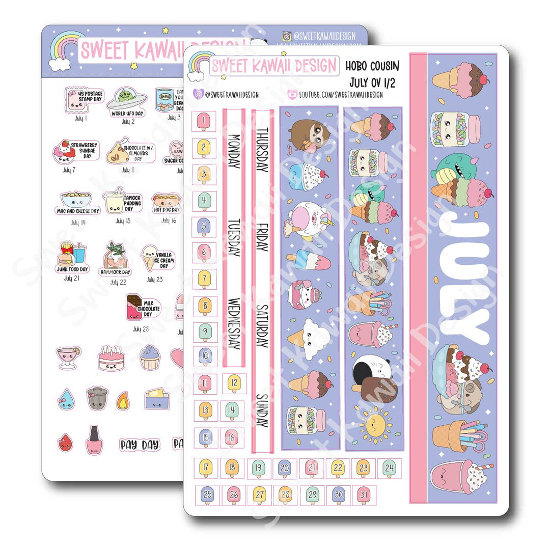 July 2026 Monthly Overview Stickers - Hobo COUSIN