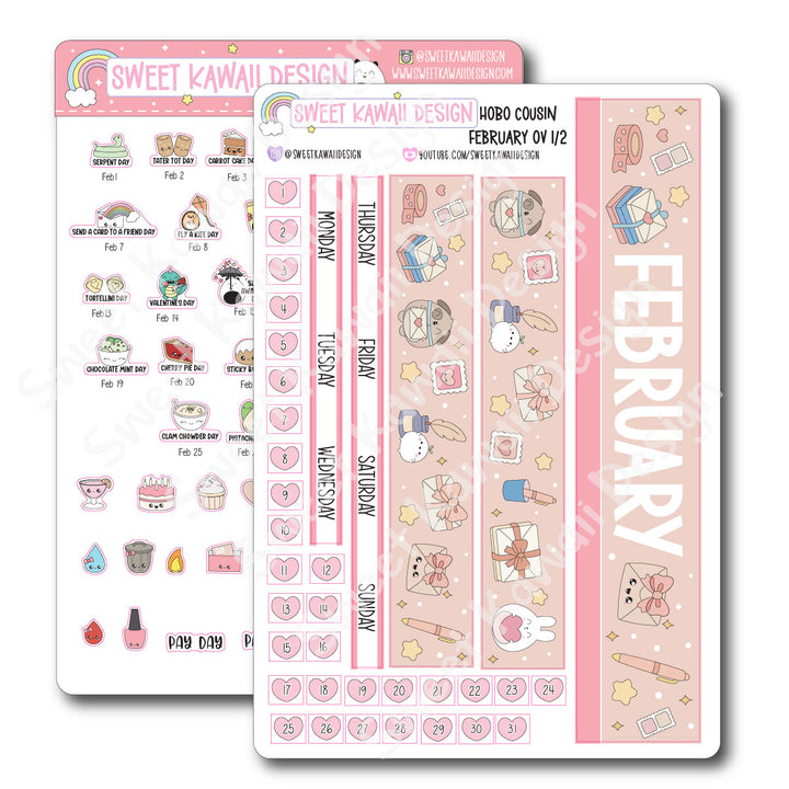 February 2026 Monthly Overview Stickers - Hobo COUSIN