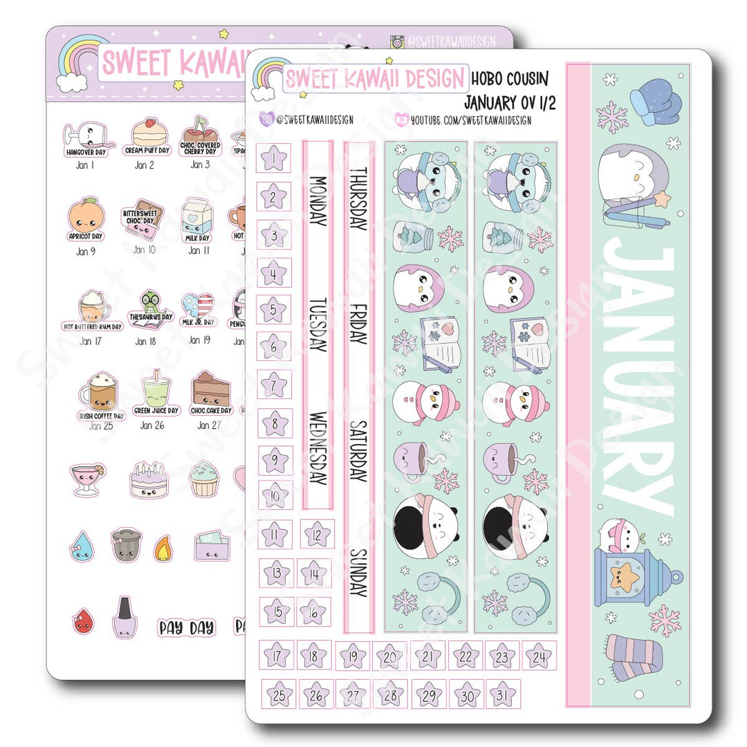 January 2026 Monthly Overview Stickers - Hobo COUSIN
