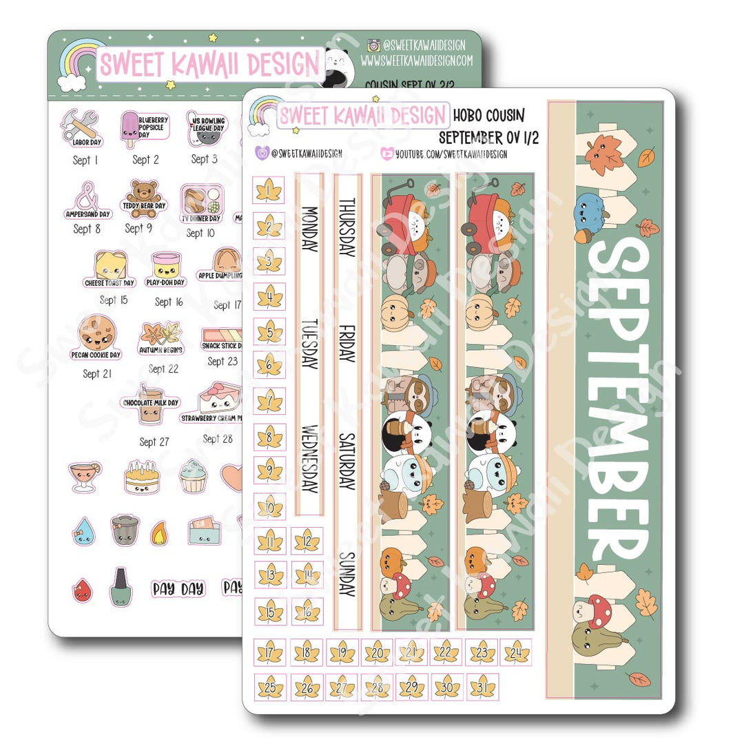 September 2025 Monthly Overview Stickers - Hobo COUSIN