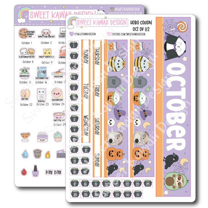 October 2026 Monthly Overview Stickers - Hobo COUSIN
