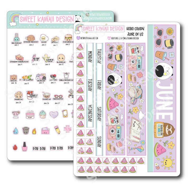 June 2026 Monthly Overview Stickers - Hobo COUSIN