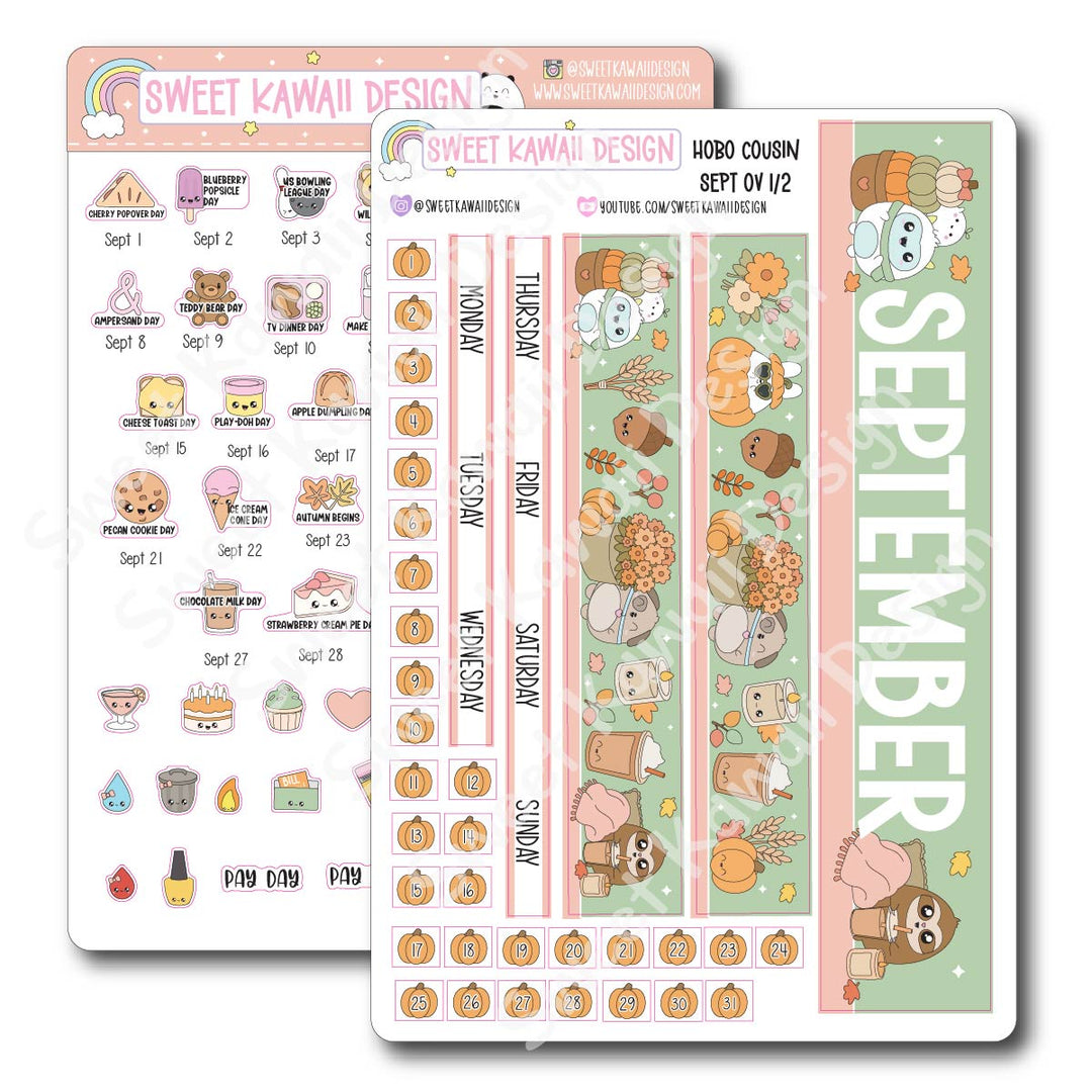 September 2026 Monthly Overview Stickers - Hobo COUSIN