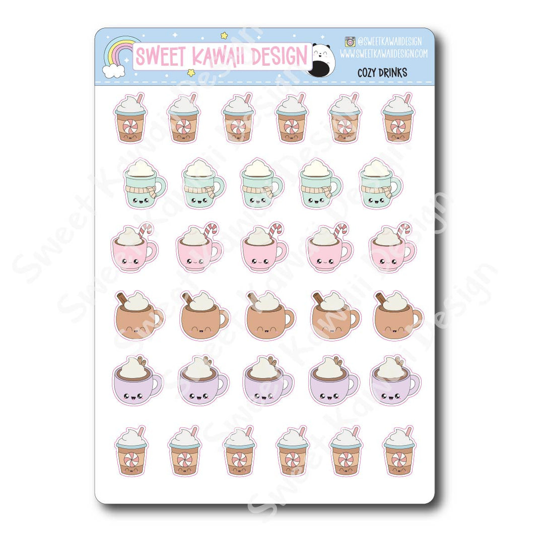 Kawaii Cozy Drink Stickers