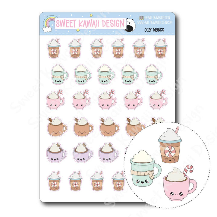 Kawaii Cozy Drink Stickers