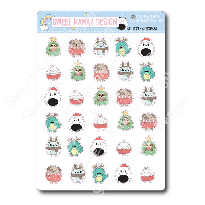 Kawaii Critter Christmas Stickers