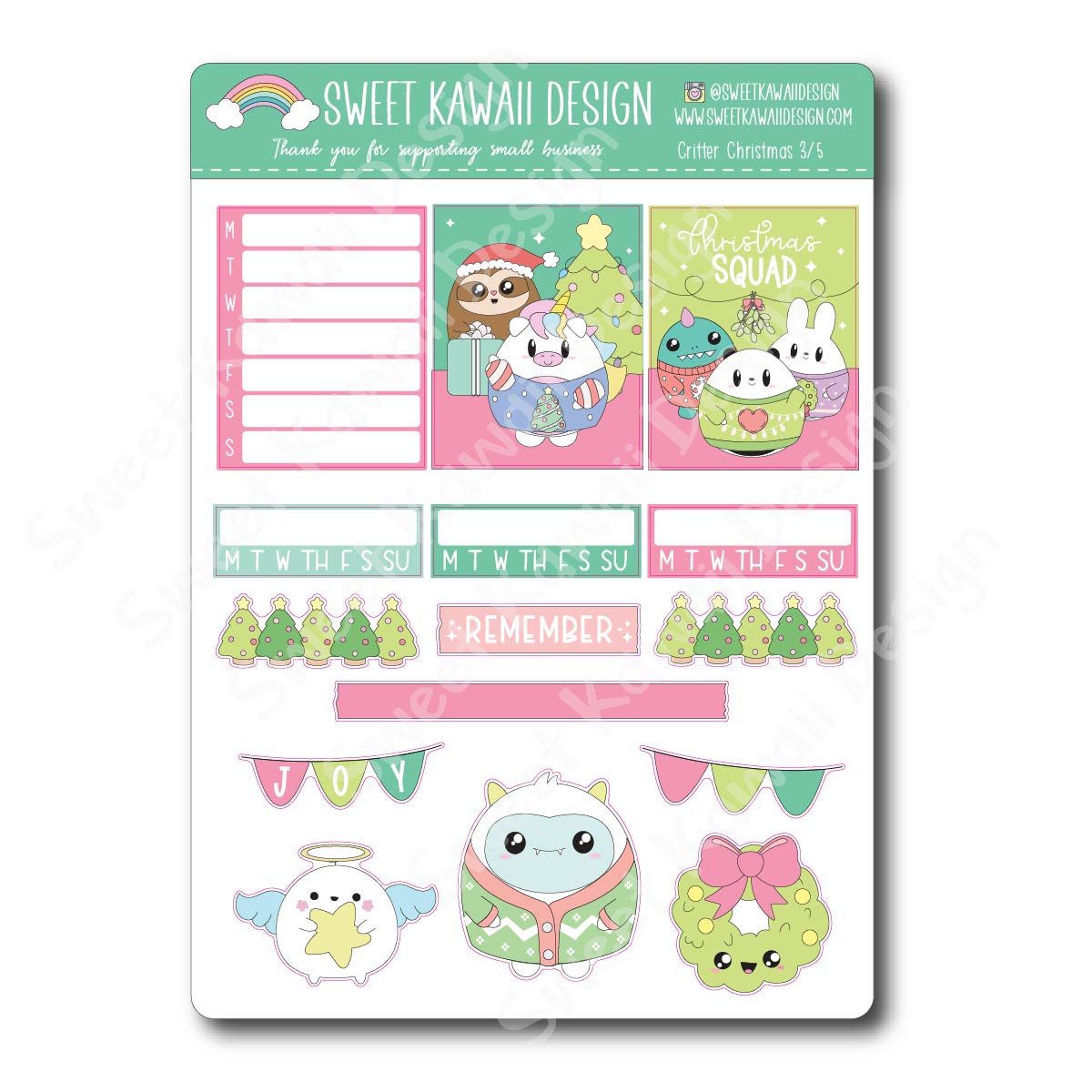 Weekly Kit  - Critter Christmas - SIZE OPTIONS AVAILABLE