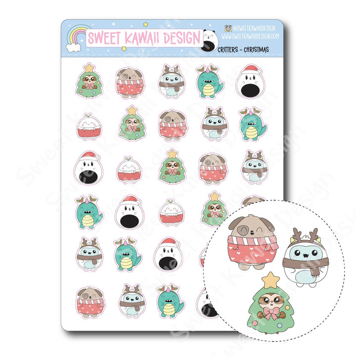 Kawaii Critter Christmas Stickers