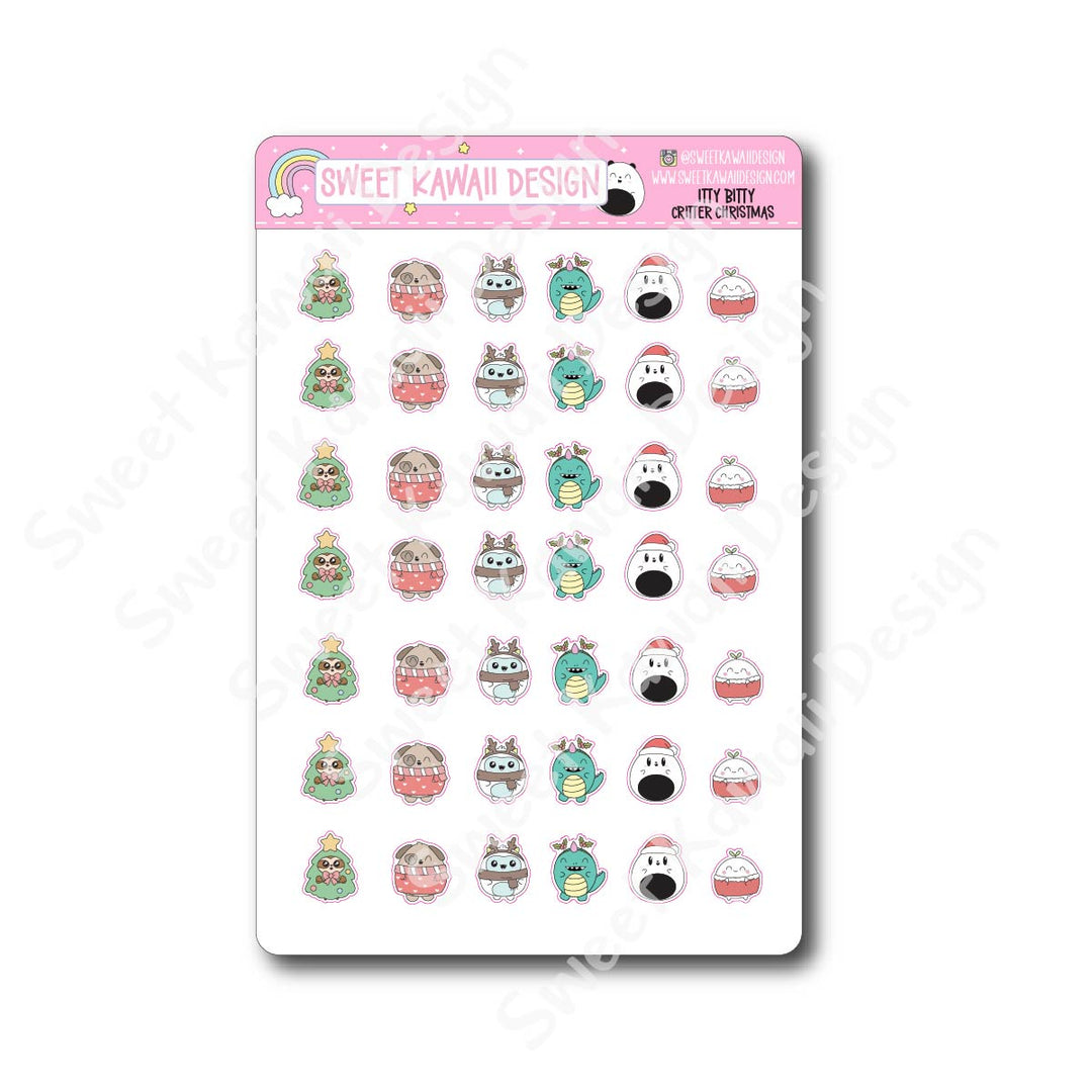 Kawaii Critter Christmas Stickers