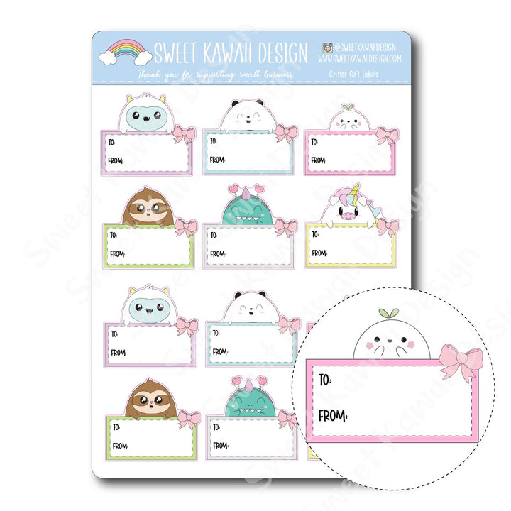 Kawaii Critter Gift Labels