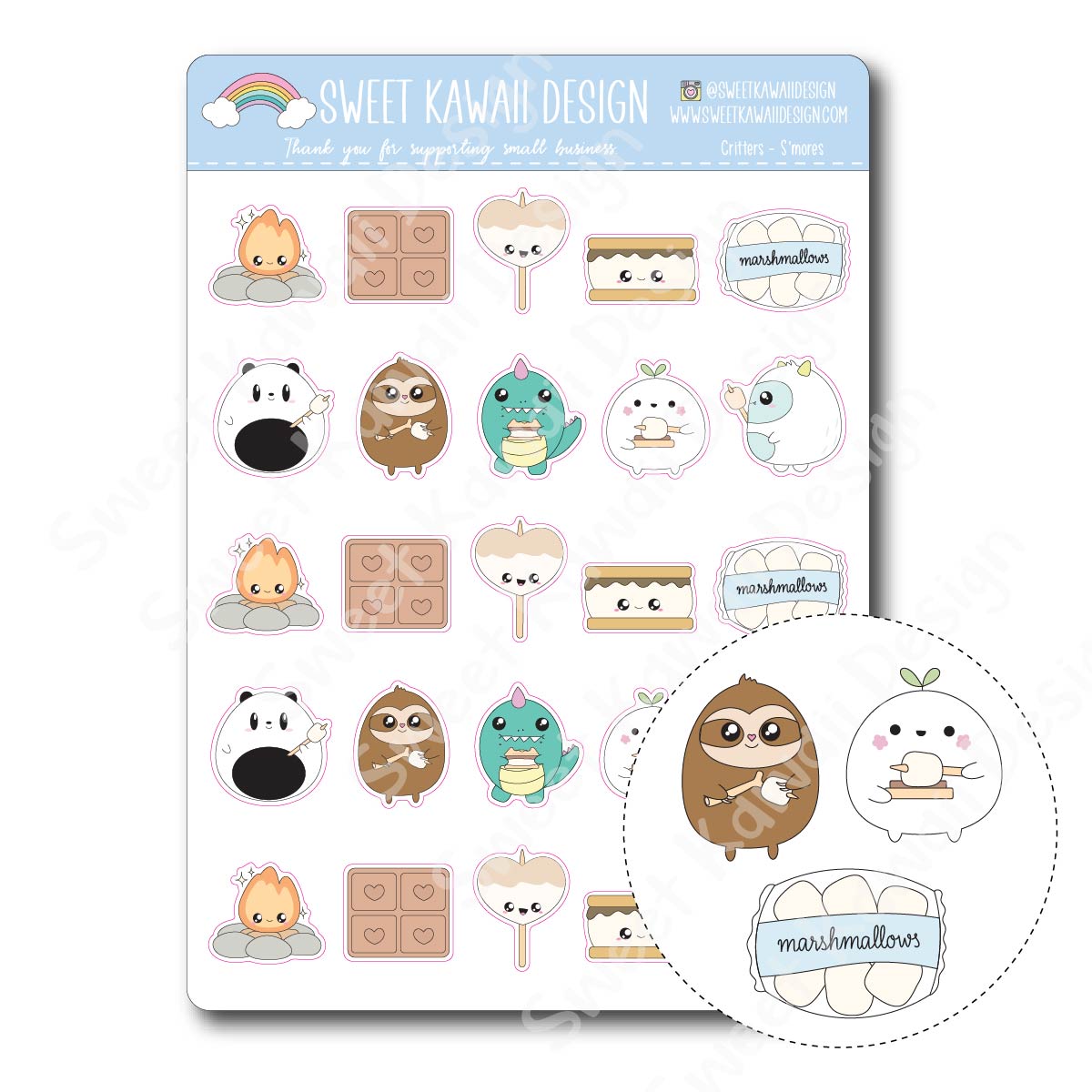 Kawaii Critter Stickers - S'mores