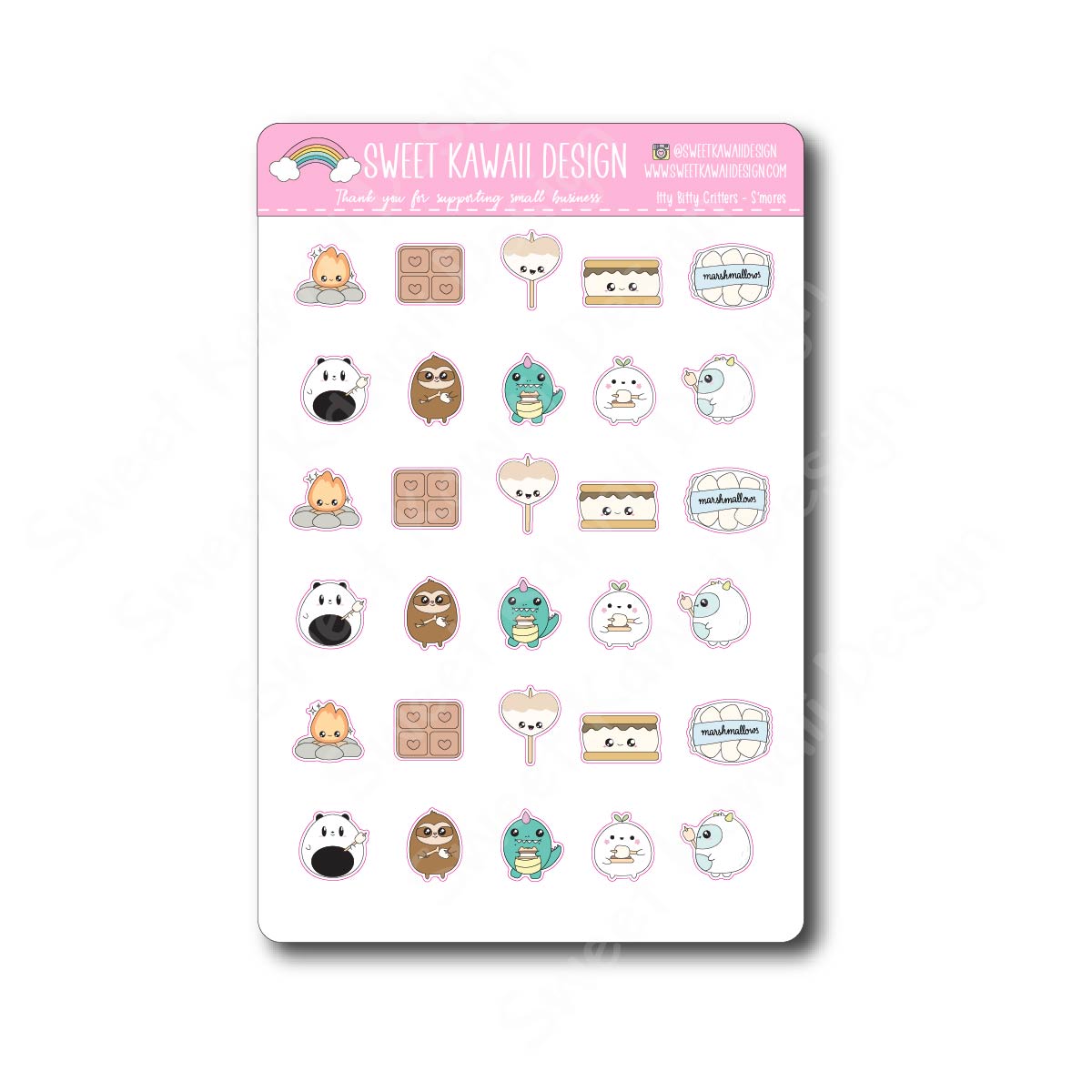 Kawaii Critter Stickers - S'mores