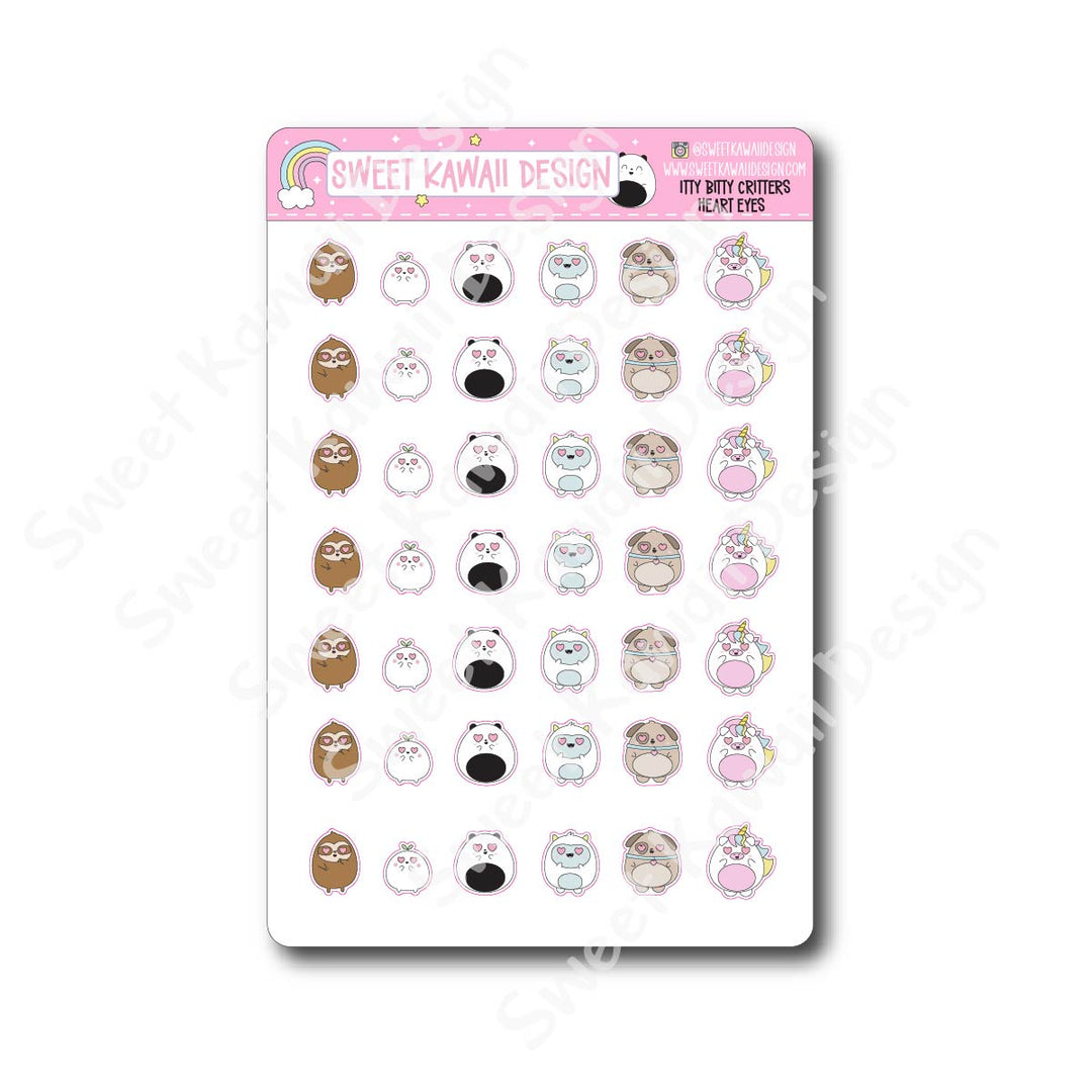 Kawaii Critter Stickers - Heart Eyes