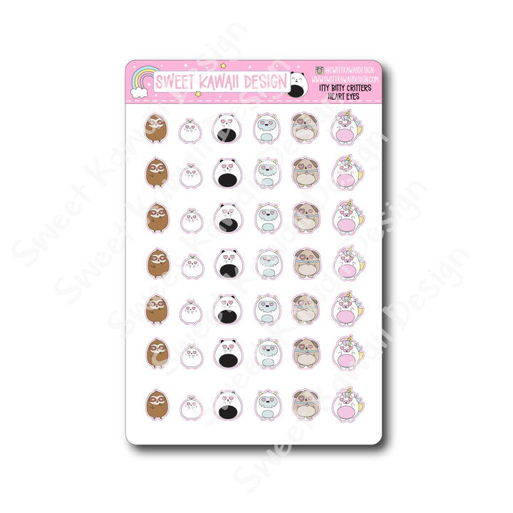 Kawaii Critter Stickers - Heart Eyes