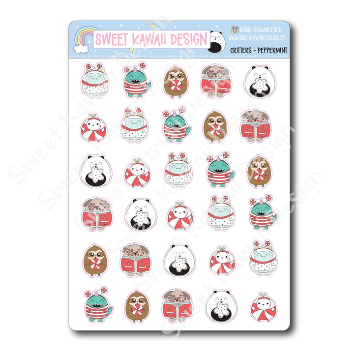 Kawaii Critter Stickers - Peppermint