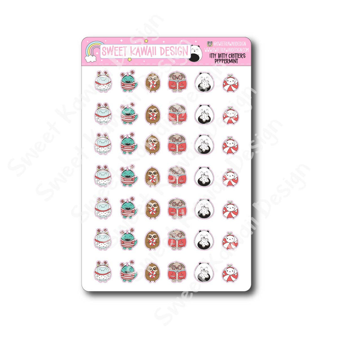 Kawaii Critter Stickers - Peppermint
